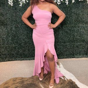 One Shoulder Pink Dress